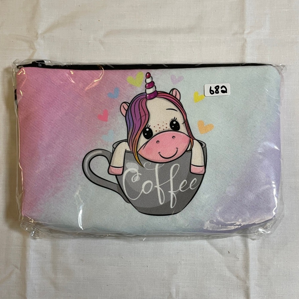 The Pouch Cosmetic Bag Kids OS Multicolor NWT Unicorn Coffee Cup Kawaii Pouch